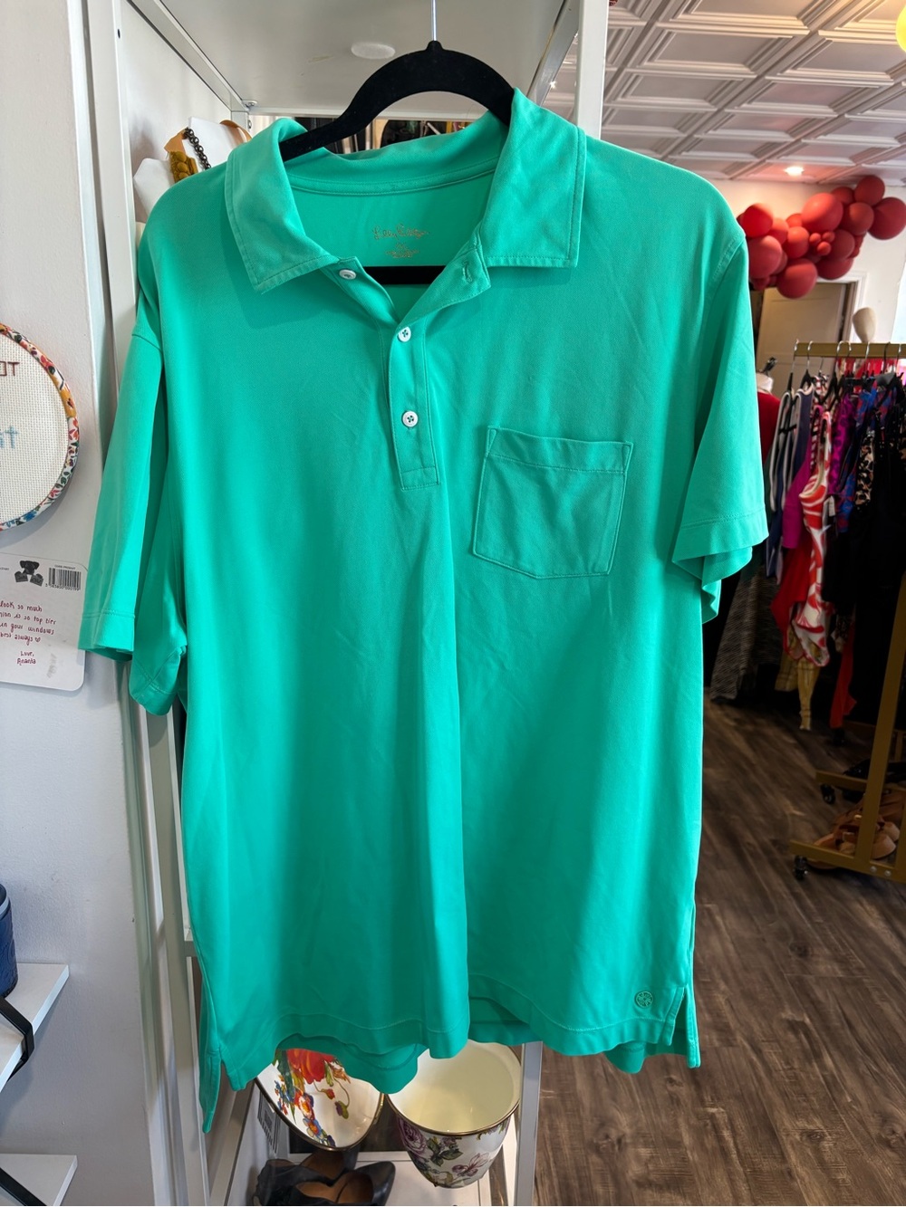Lilly Pulitzer mens Short-Sleeve Polo in Bright Aqua